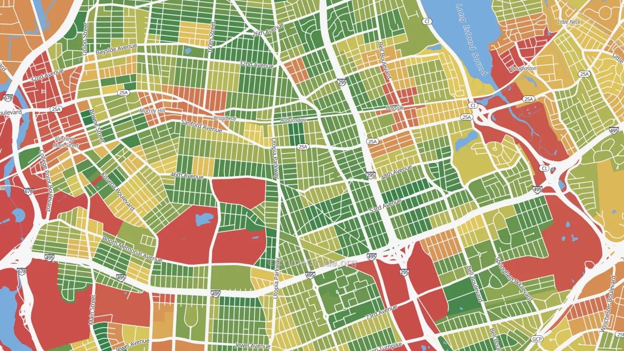 Auburndale, Queens, NY Map of Assault Rates