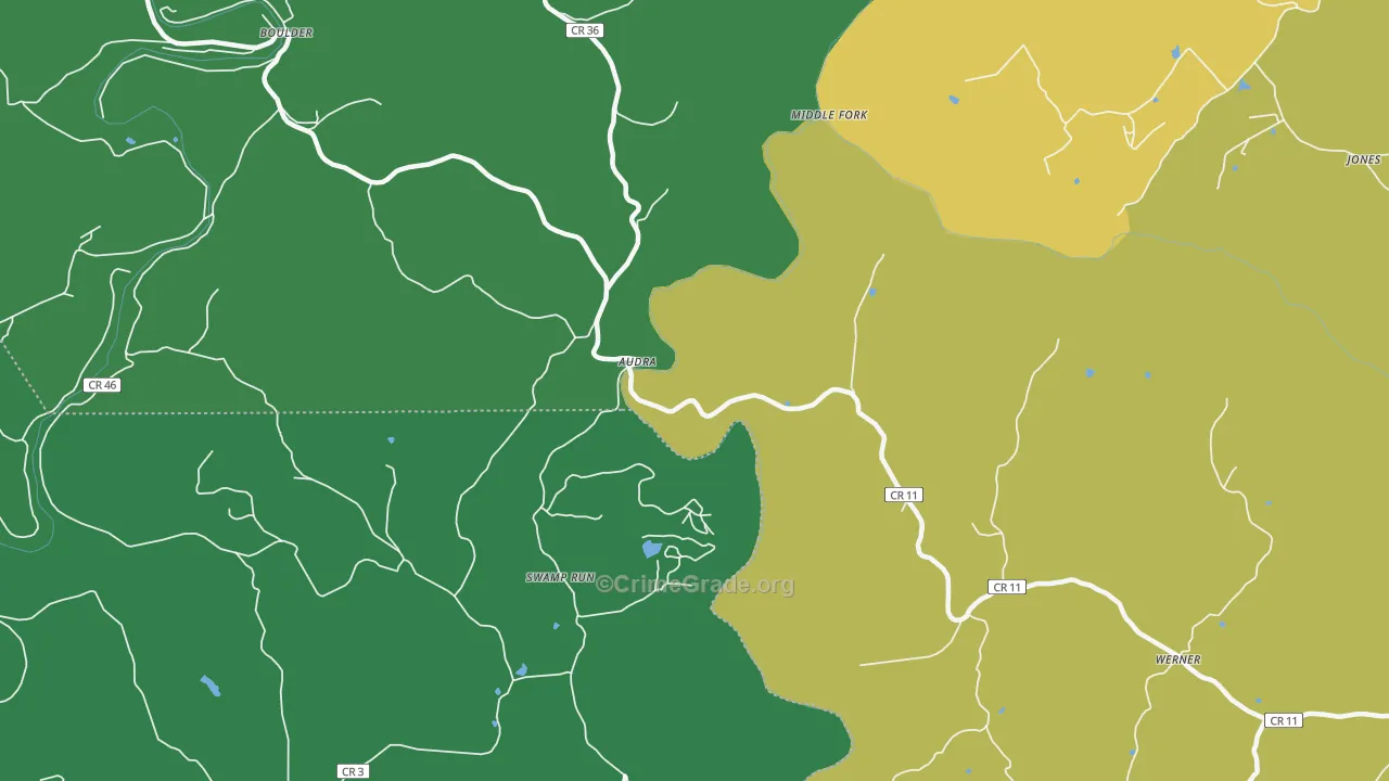 Audra, WV Map of Assault Rates