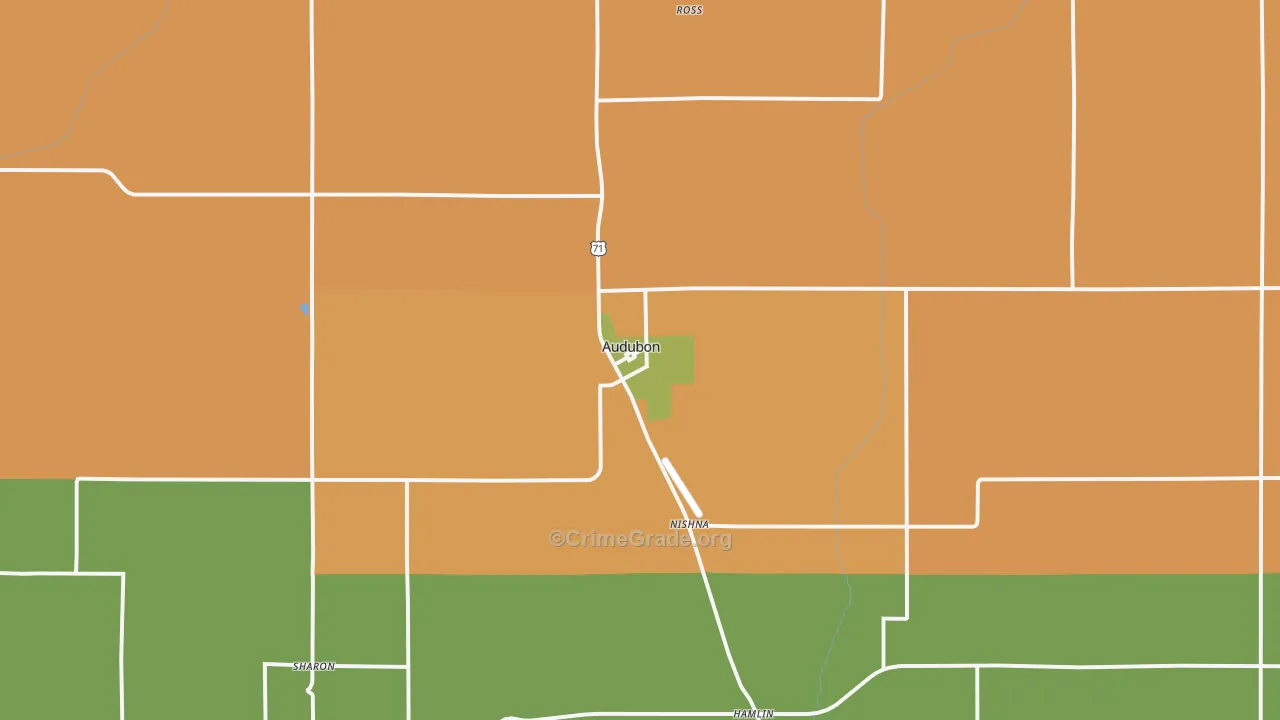 Audubon, IA Map of Assault Rates