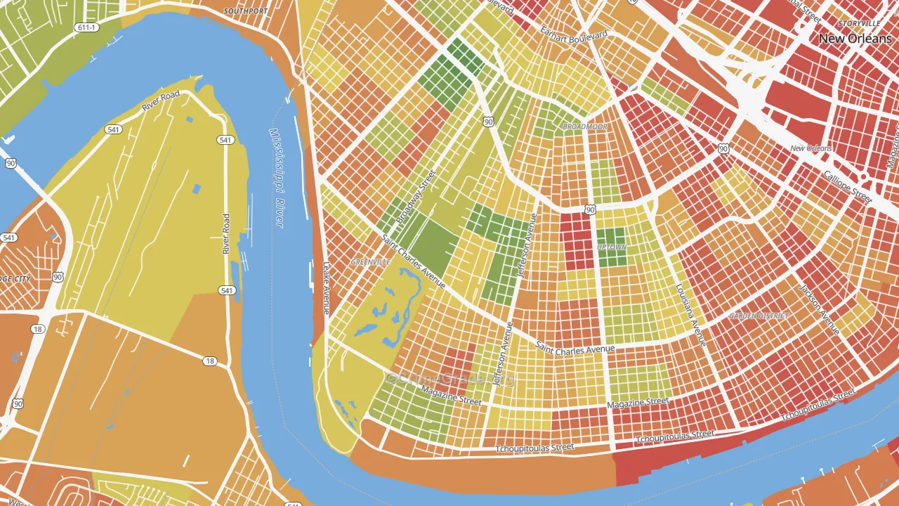 Audubon, New Orleans, LA Map of Assault Rates