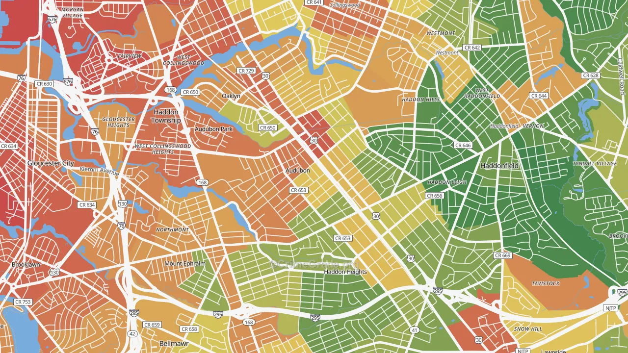 Audubon, NJ Map of Assault Rates