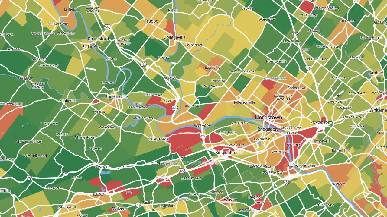 Audubon, PA Map of Assault Rates