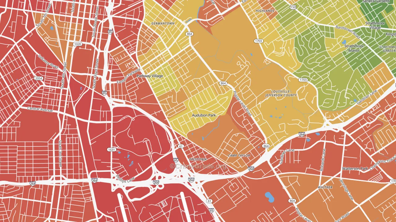 Audubon Park, KY Map of Assault Rates