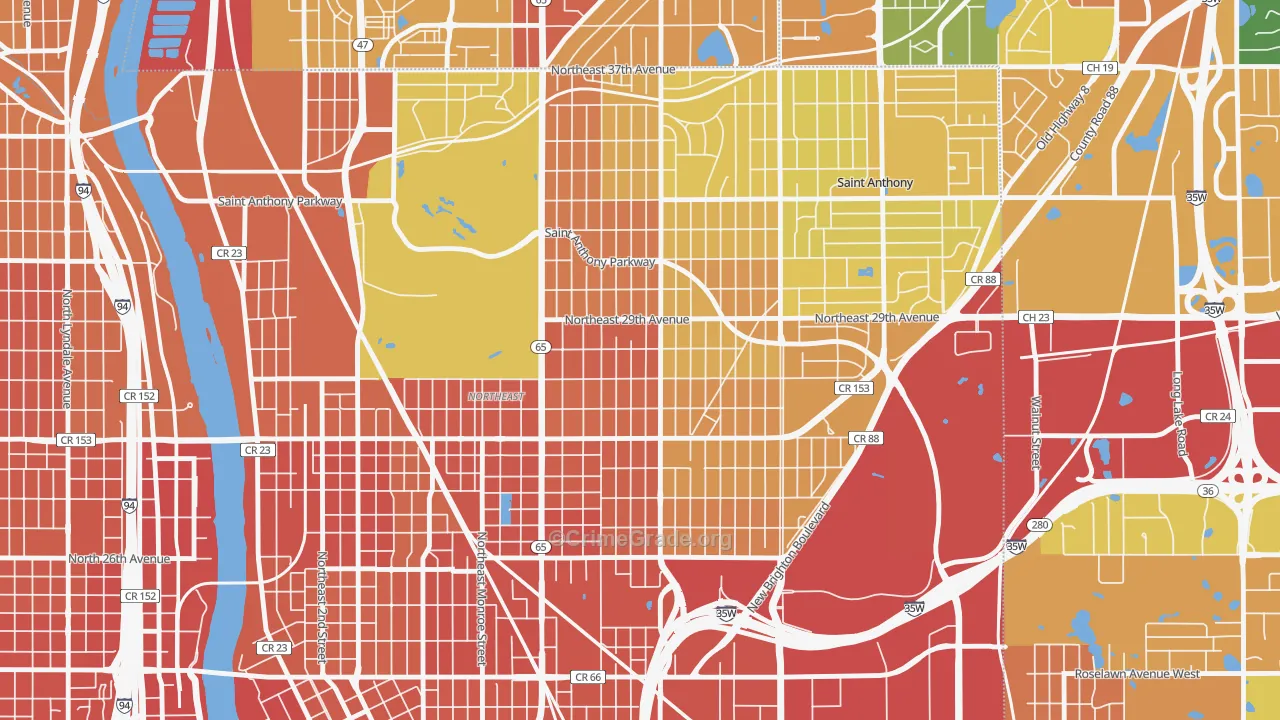 Audubon Park, Minneapolis, MN Map of Assault Rates