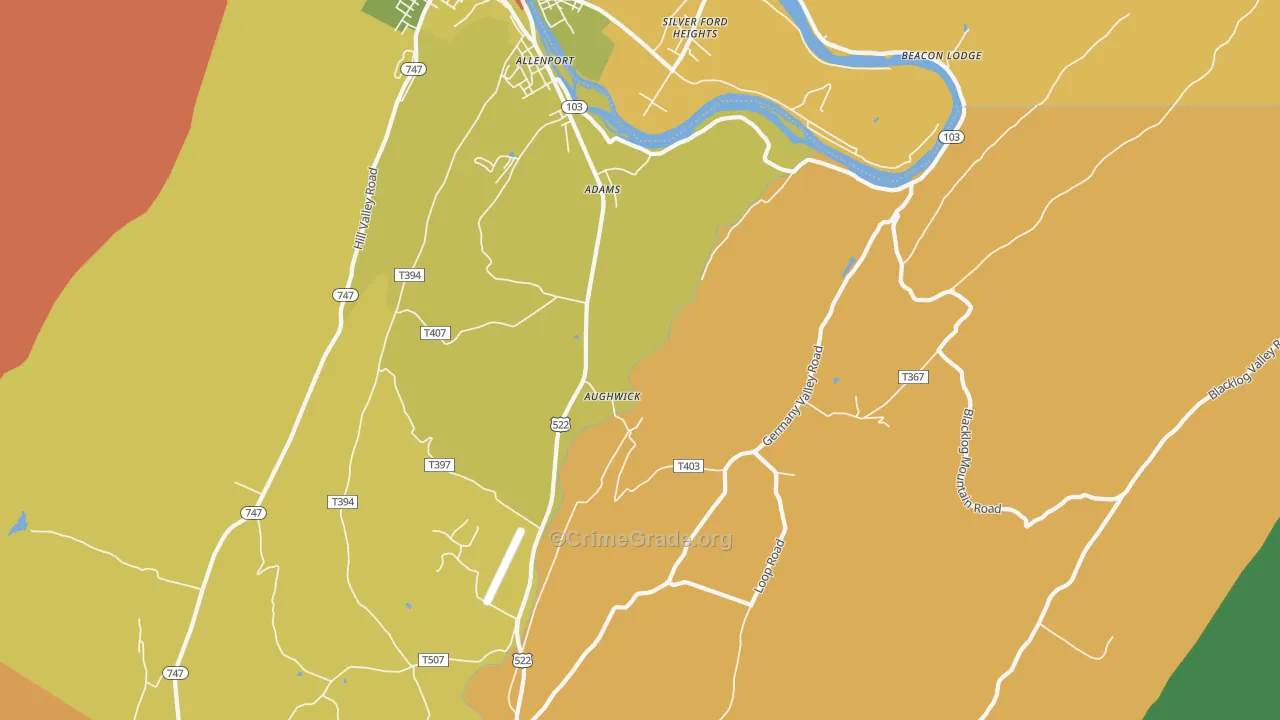 Aughwick, PA Map of Assault Rates