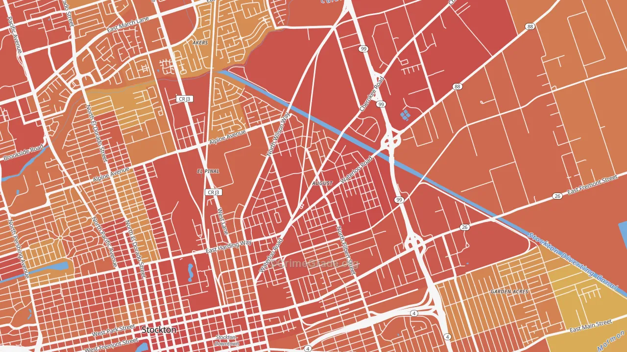 August, CA Map of Assault Rates