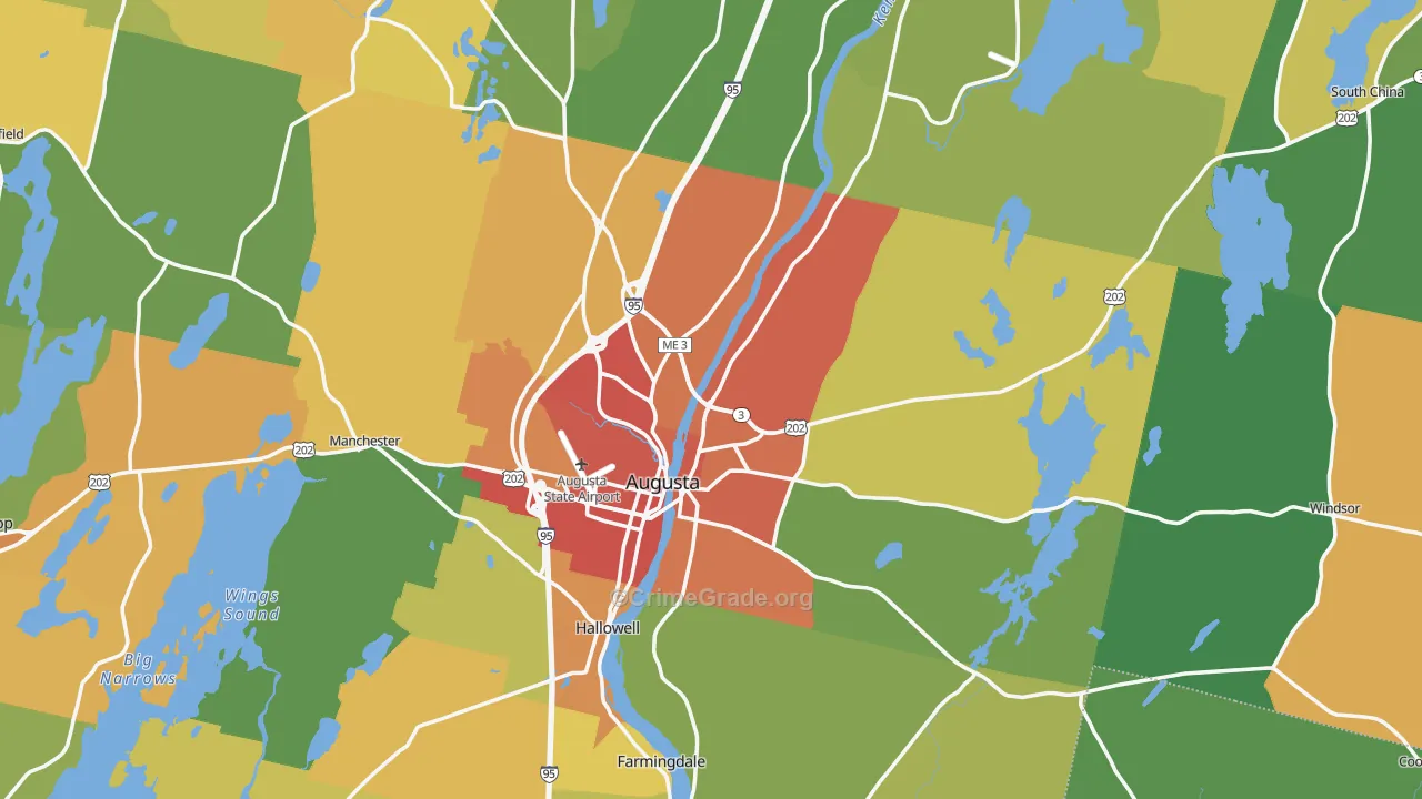 Augusta, ME Map of Assault Rates