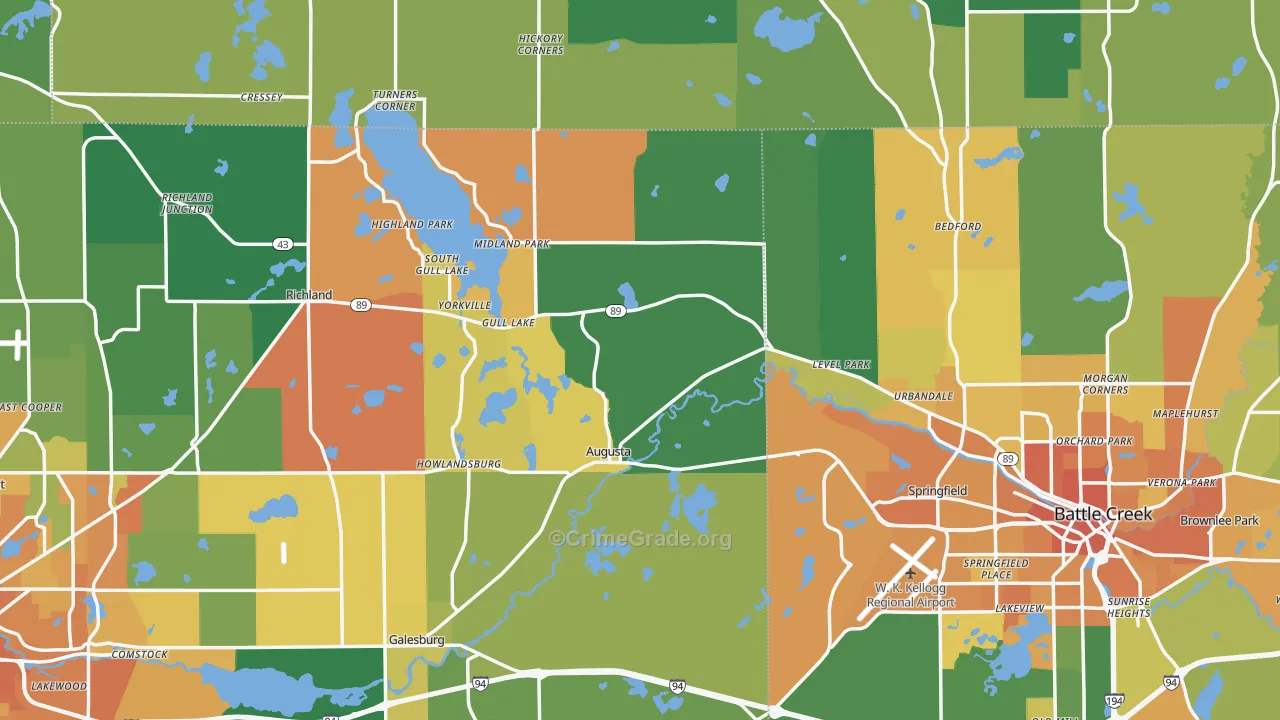 Augusta, MI Map of Assault Rates
