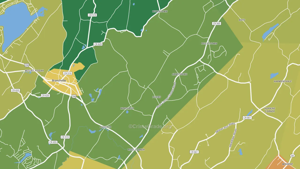 Augusta, NJ Map of Assault Rates