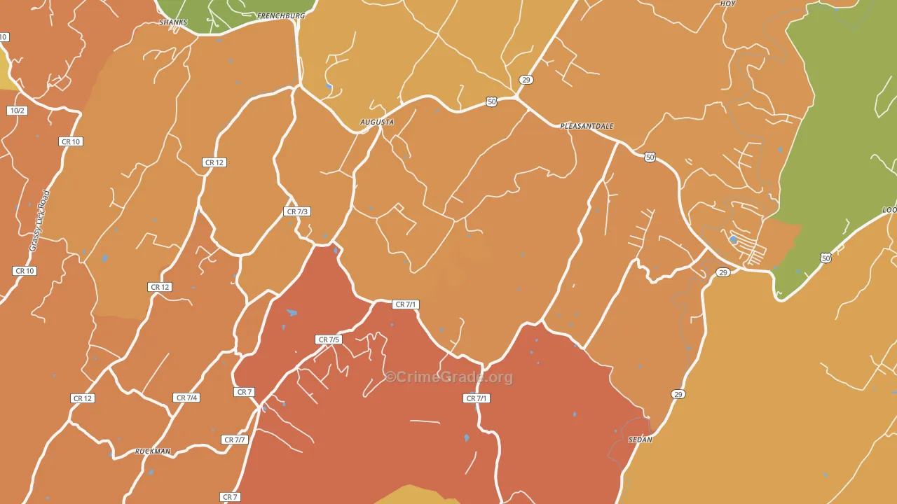 Augusta, WV Map of Assault Rates