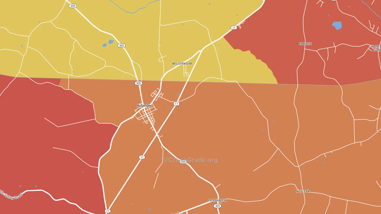 Aulander, NC Map of Assault Rates
