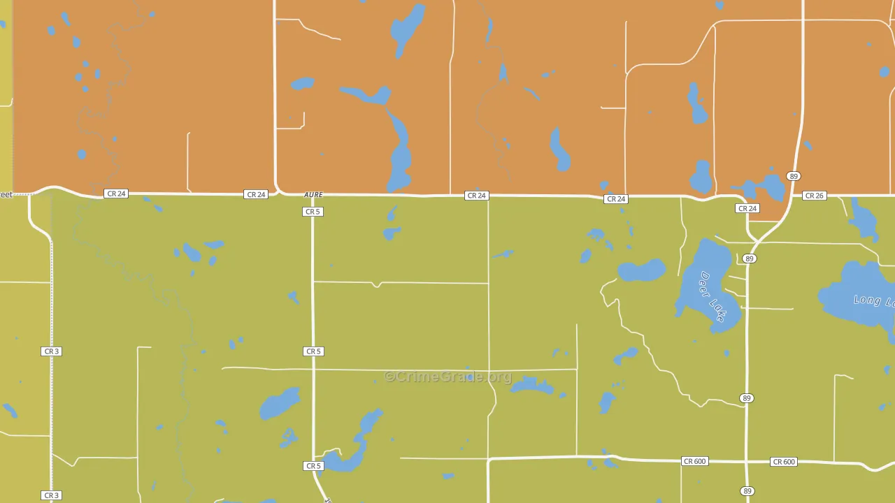 Aure, MN Map of Assault Rates