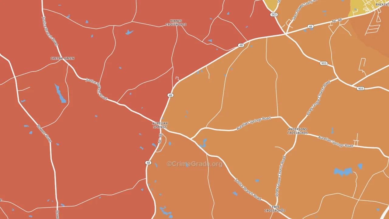 Aurelian Springs, NC Map of Assault Rates
