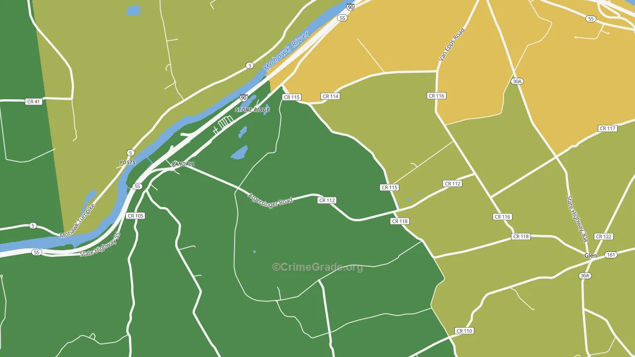Auriesville, NY Map of Assault Rates