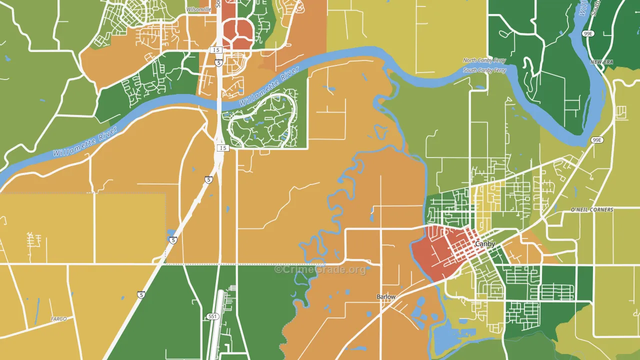 Aurora-Butteville-Barlow, Canby, OR Map of Assault Rates