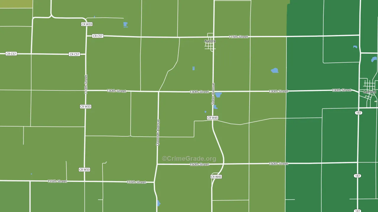 Aurora, IA Map of Assault Rates