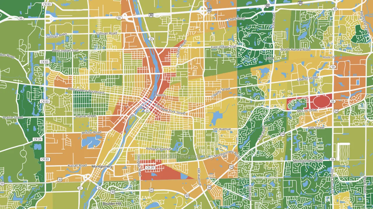 Aurora, IL Map of Assault Rates