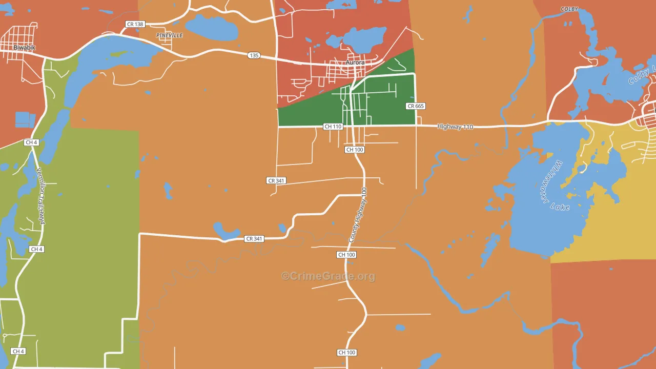 Aurora, MN Map of Assault Rates