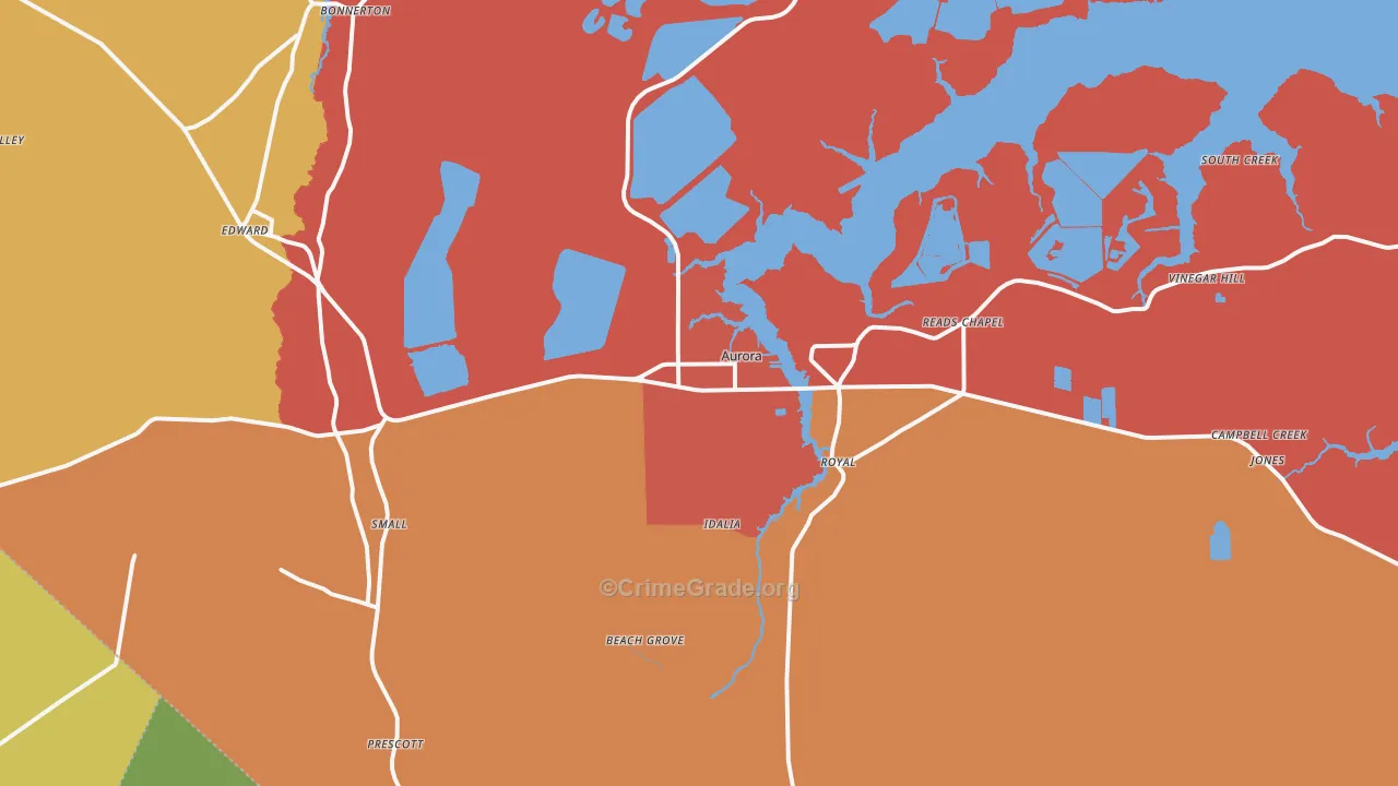 Aurora, NC Map of Assault Rates