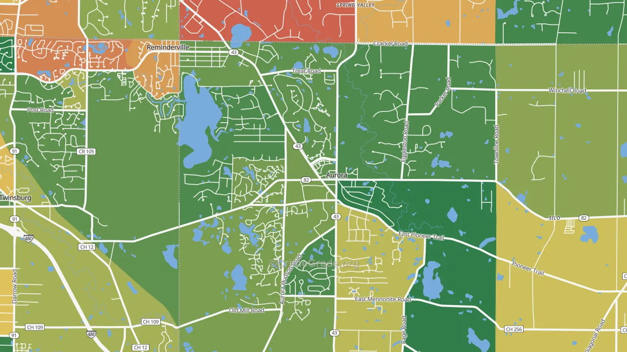 Aurora, OH Map of Assault Rates