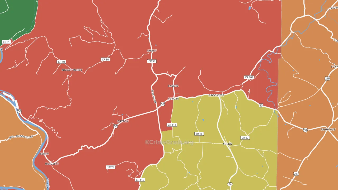 Aurora, WV Map of Assault Rates