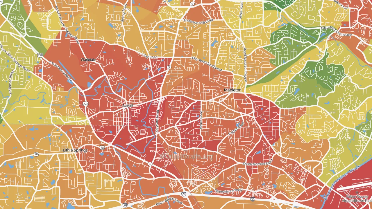 Austell, GA Map of Assault Rates