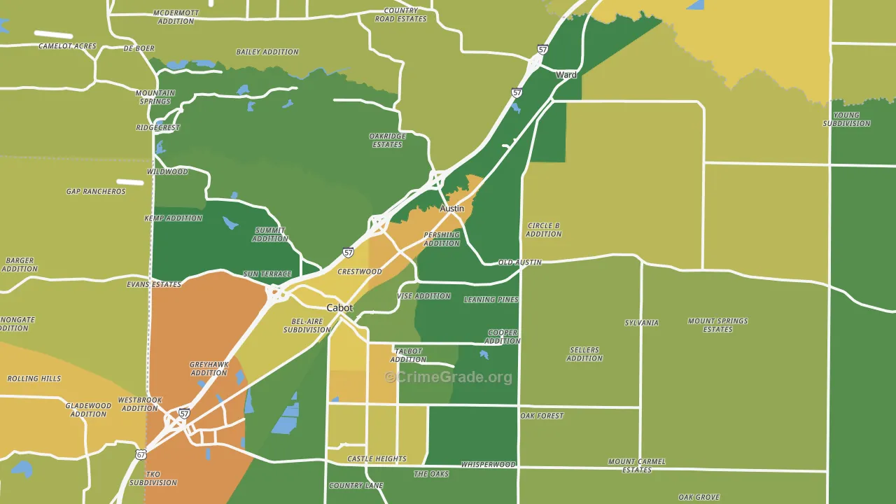 Austin, AR Map of Assault Rates