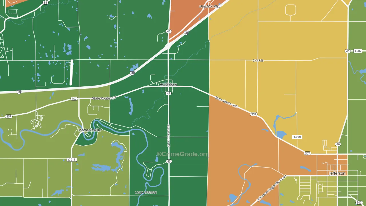 Austinburg, OH Map of Assault Rates