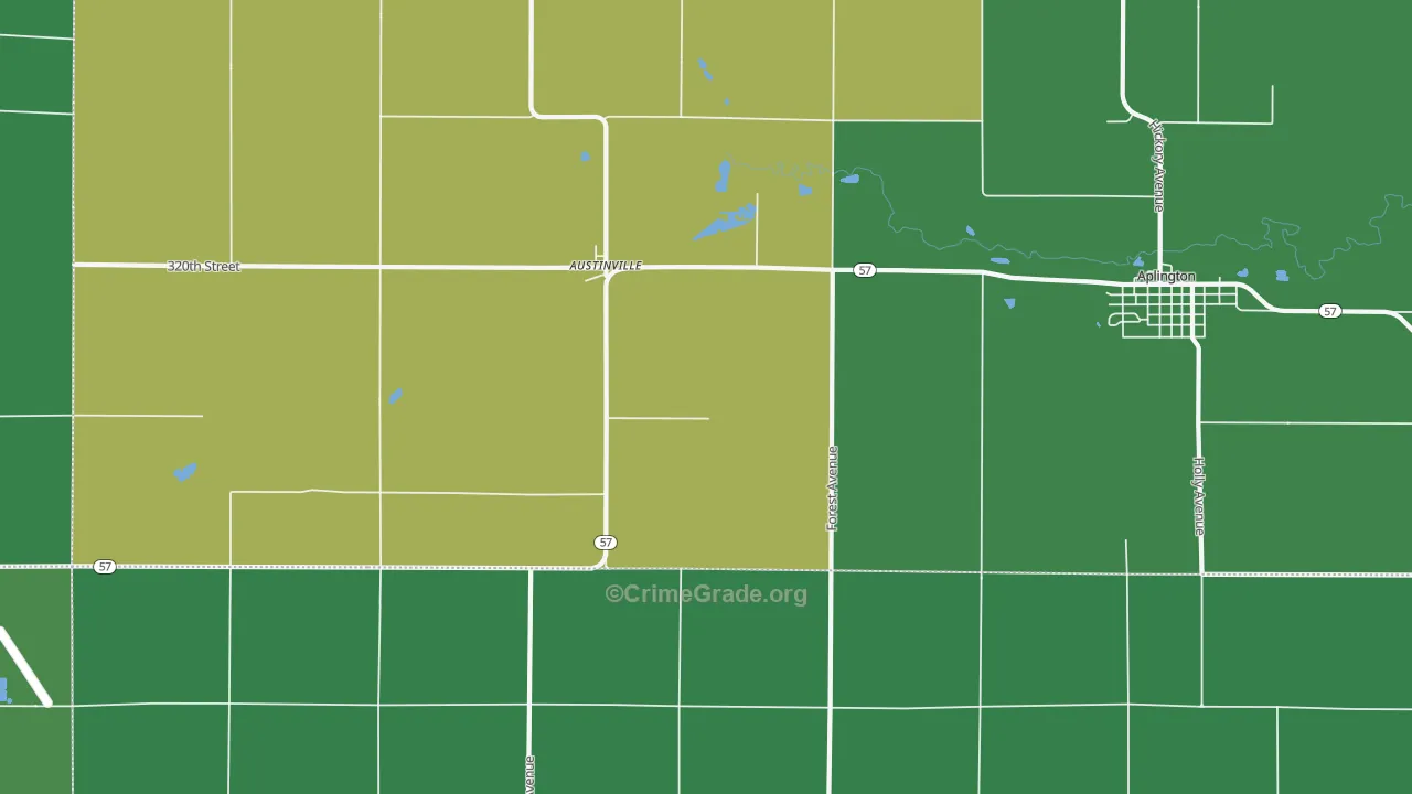 Austinville, IA Map of Assault Rates
