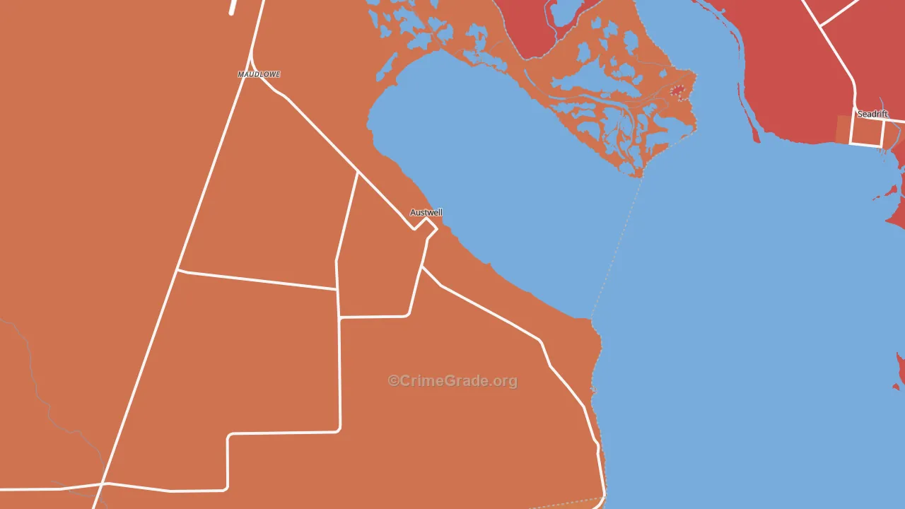Austwell, TX Map of Assault Rates