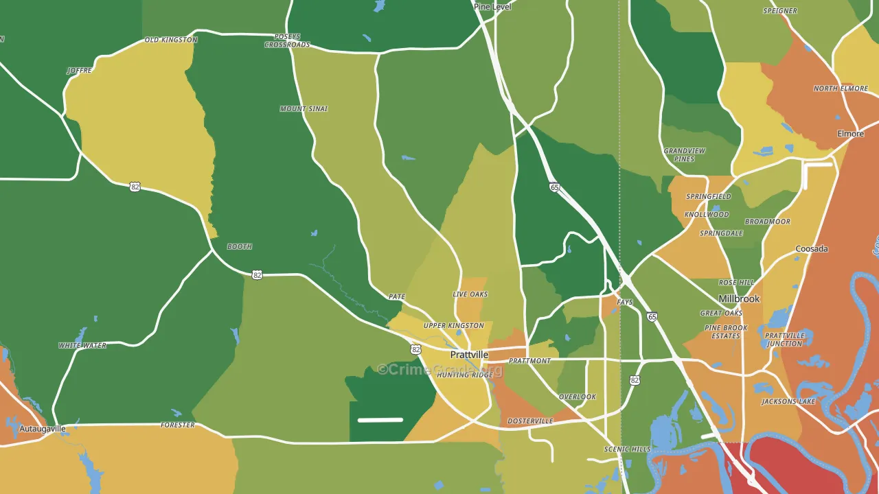 Autauga County, AL Map of Assault Rates