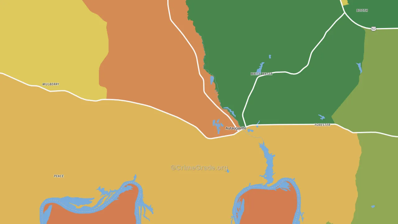 Autaugaville, AL Map of Assault Rates