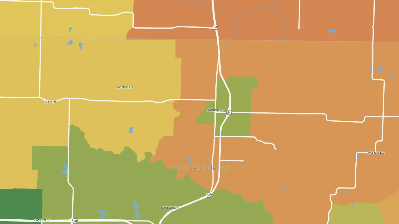 Auxvasse, MO Map of Assault Rates