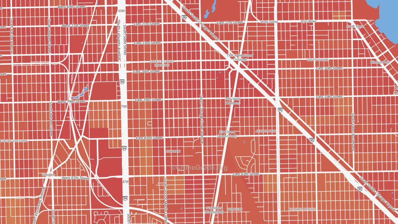Avalon Highlands, Chicago, IL Map of Assault Rates
