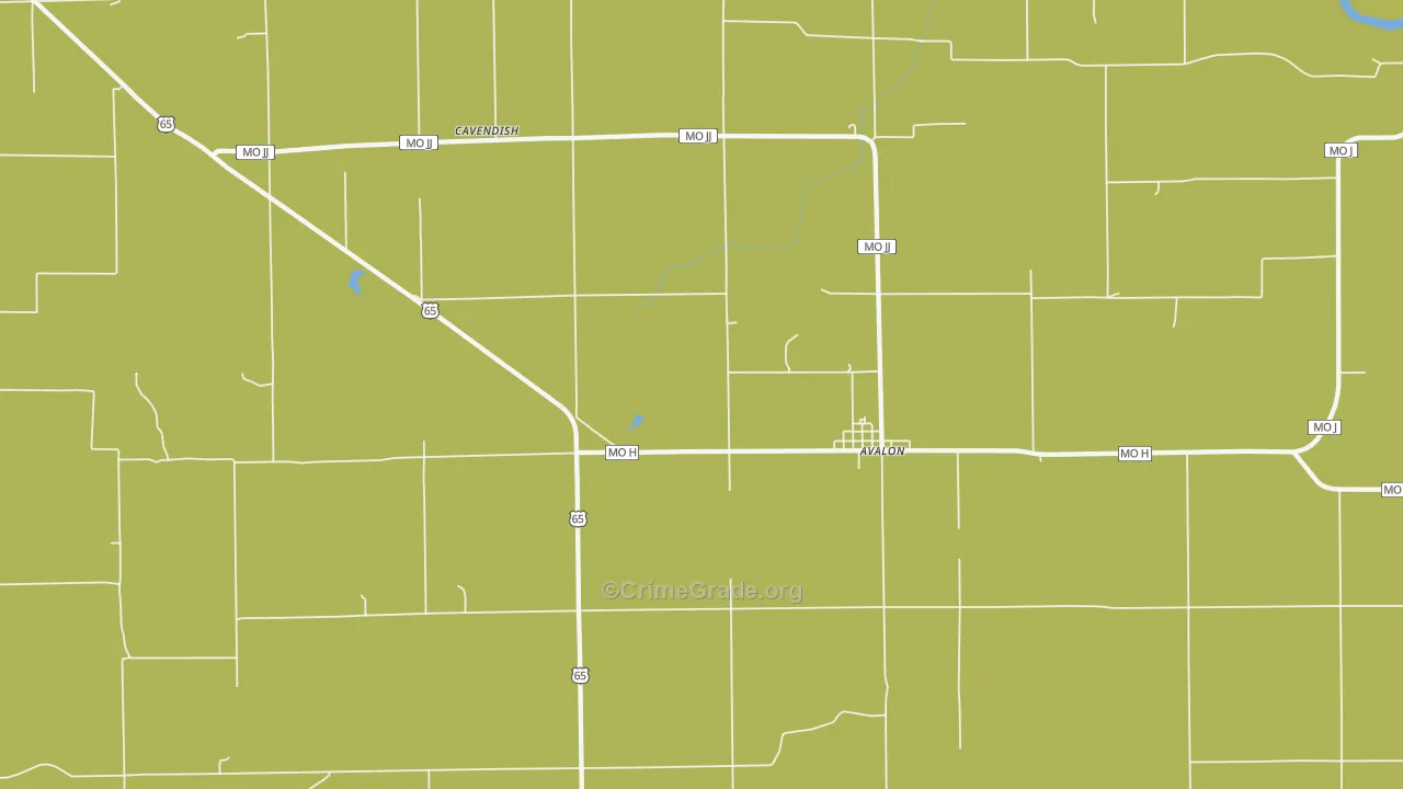 Avalon, MO Map of Assault Rates