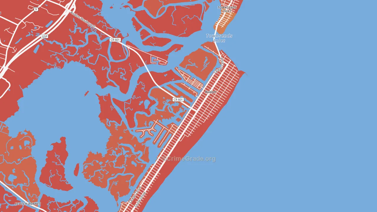 Avalon, NJ Map of Assault Rates