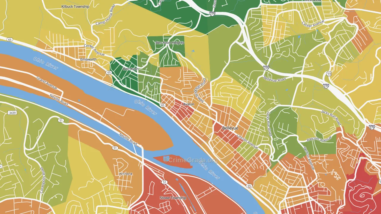 Avalon, PA Map of Assault Rates