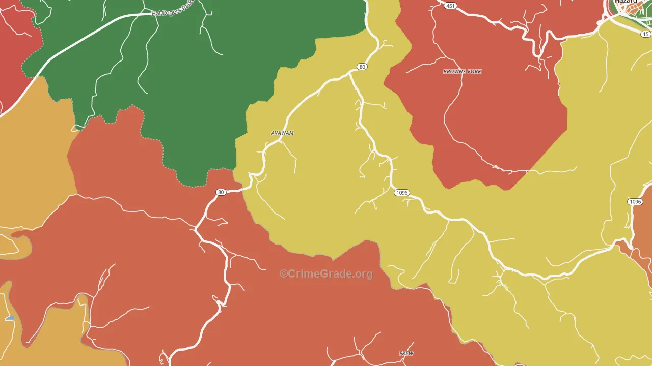 Avawam, KY Map of Assault Rates