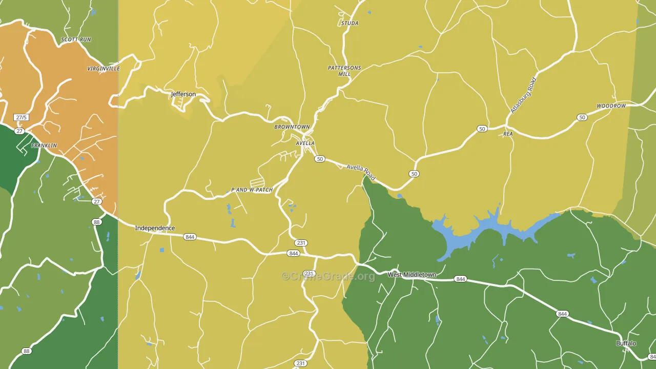 Avella, PA Map of Assault Rates