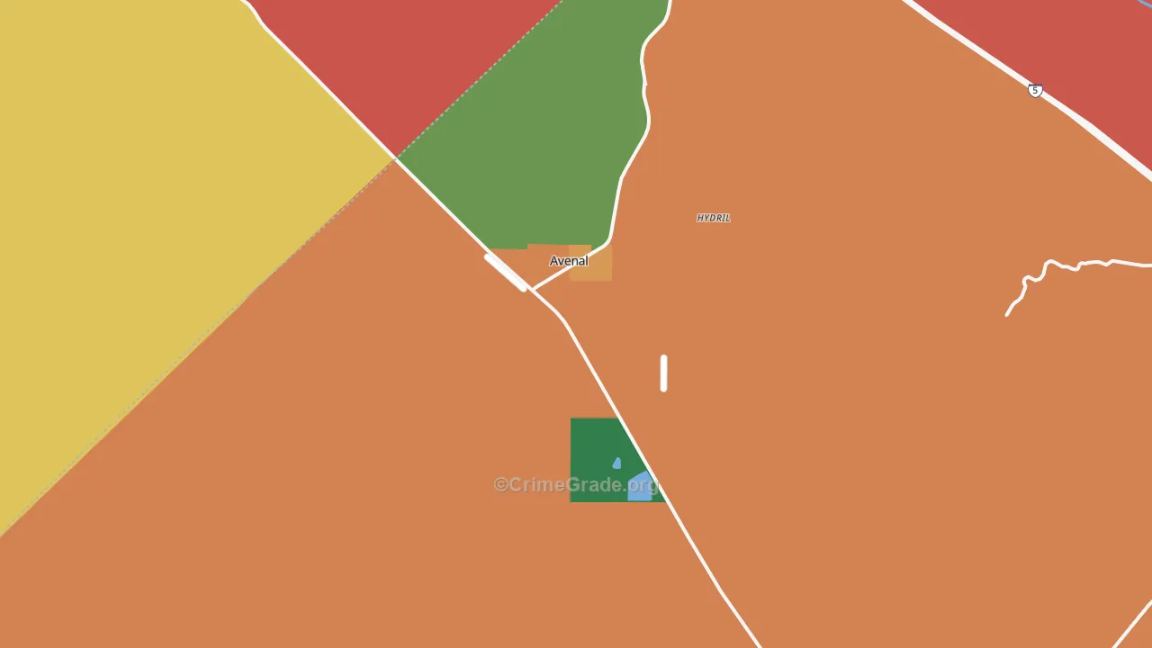 Avenal, CA Map of Assault Rates