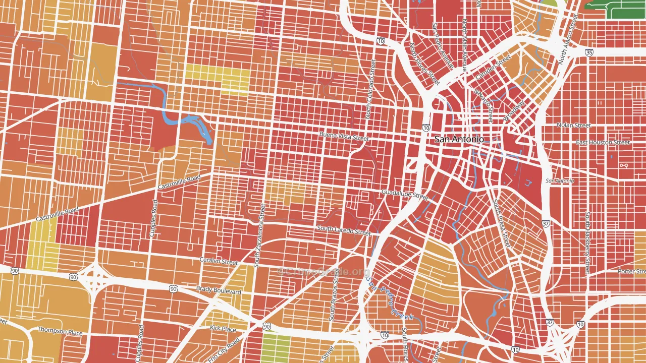 Avenida Guadalupe, San Antonio, TX Map of Assault Rates