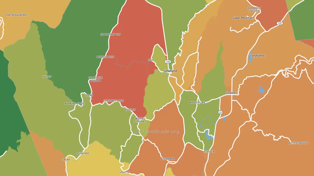 Avery County, NC Map of Assault Rates