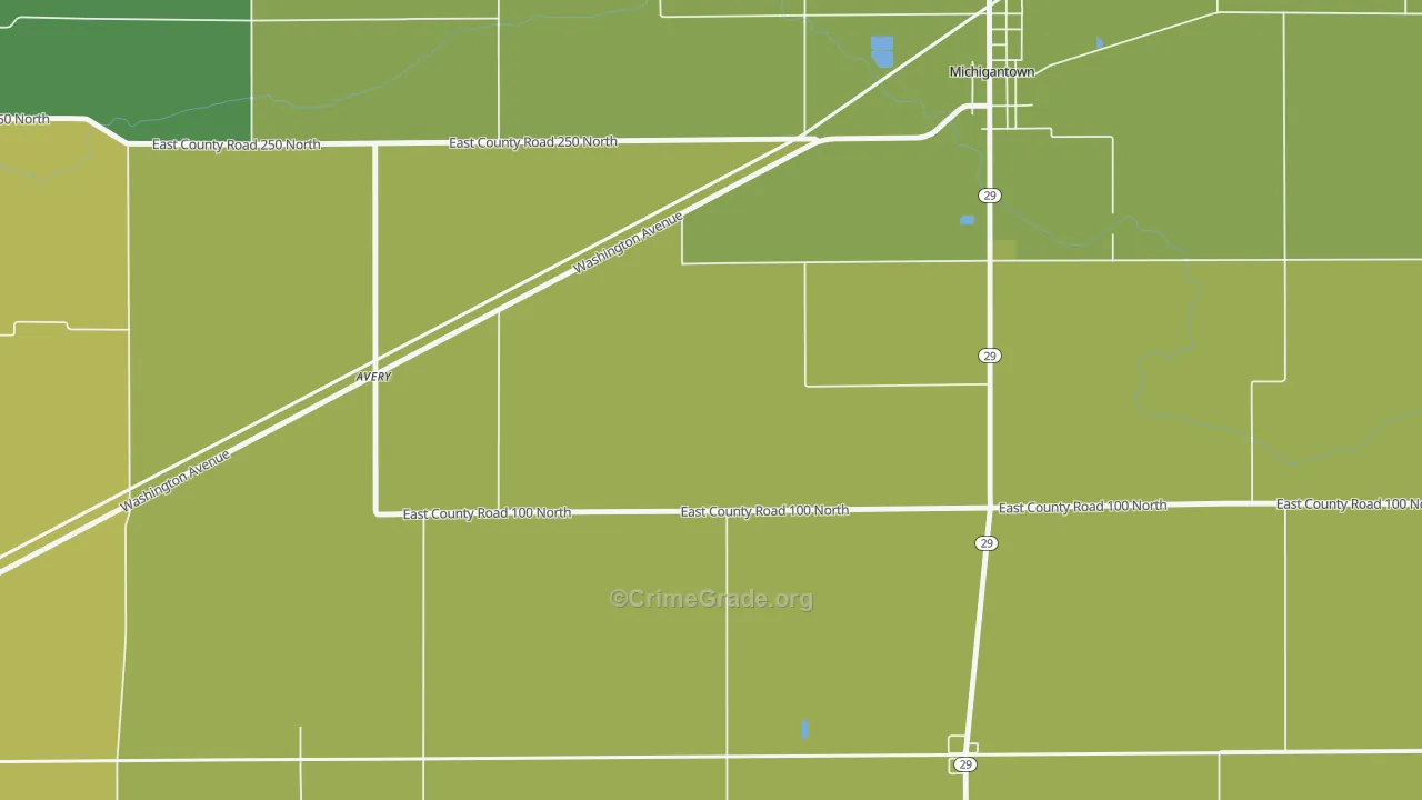 Avery, IN Map of Assault Rates