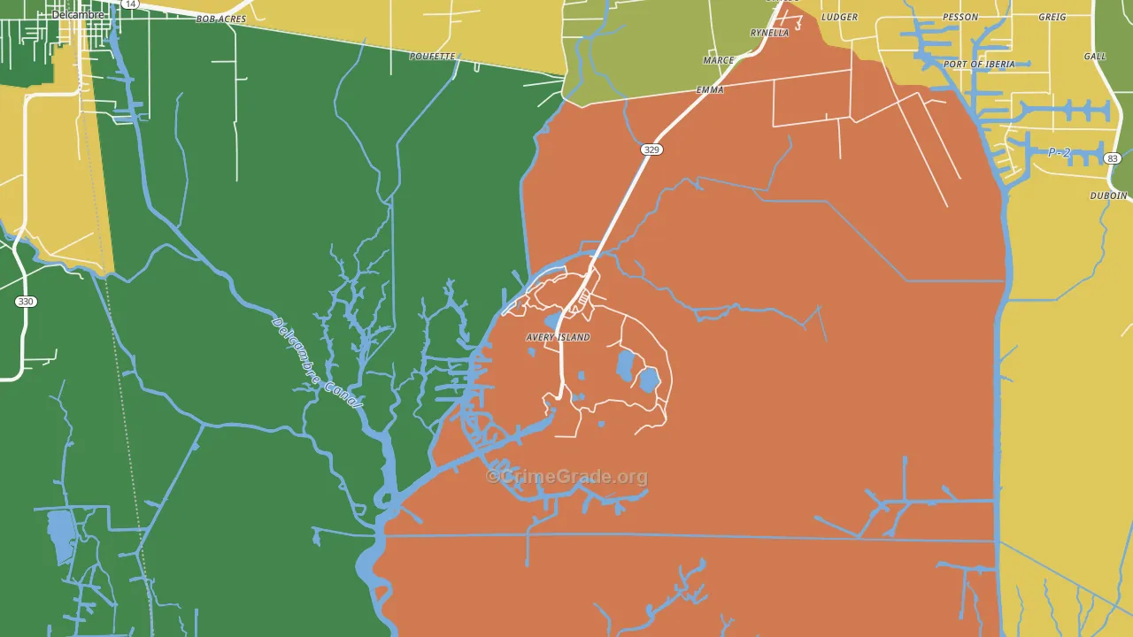 Avery Island, LA Map of Assault Rates