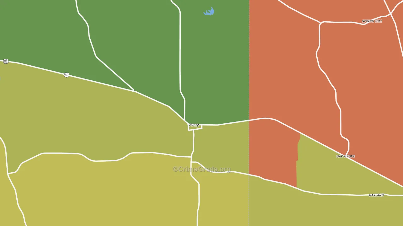 Avery, TX Map of Assault Rates