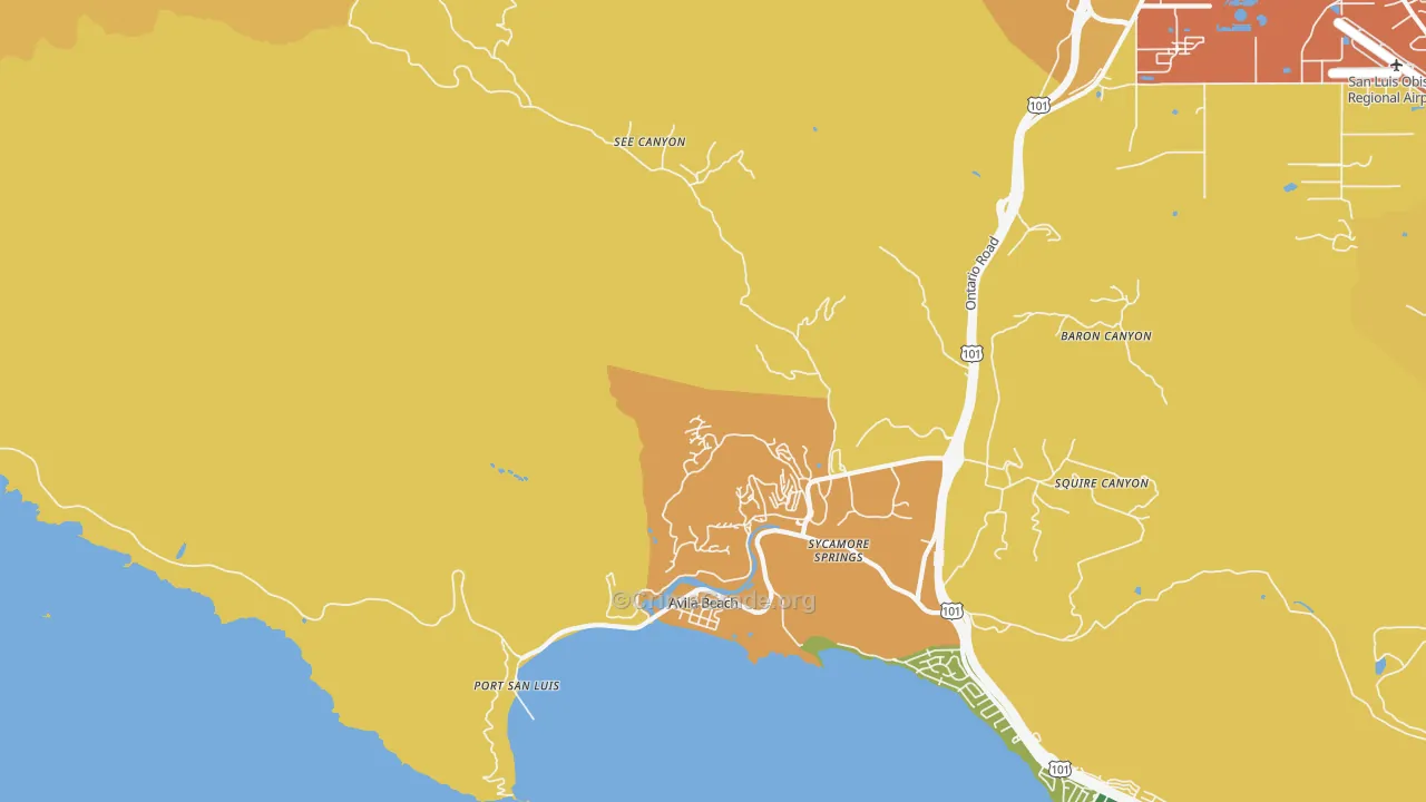 Avila Beach, CA Map of Assault Rates