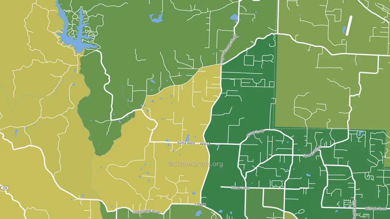 Avilla, AR Map of Assault Rates