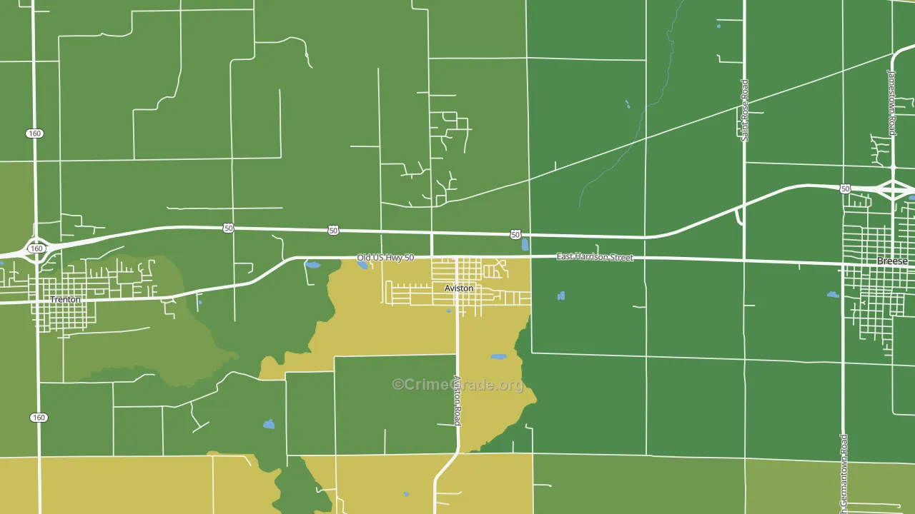 Aviston, IL Map of Assault Rates