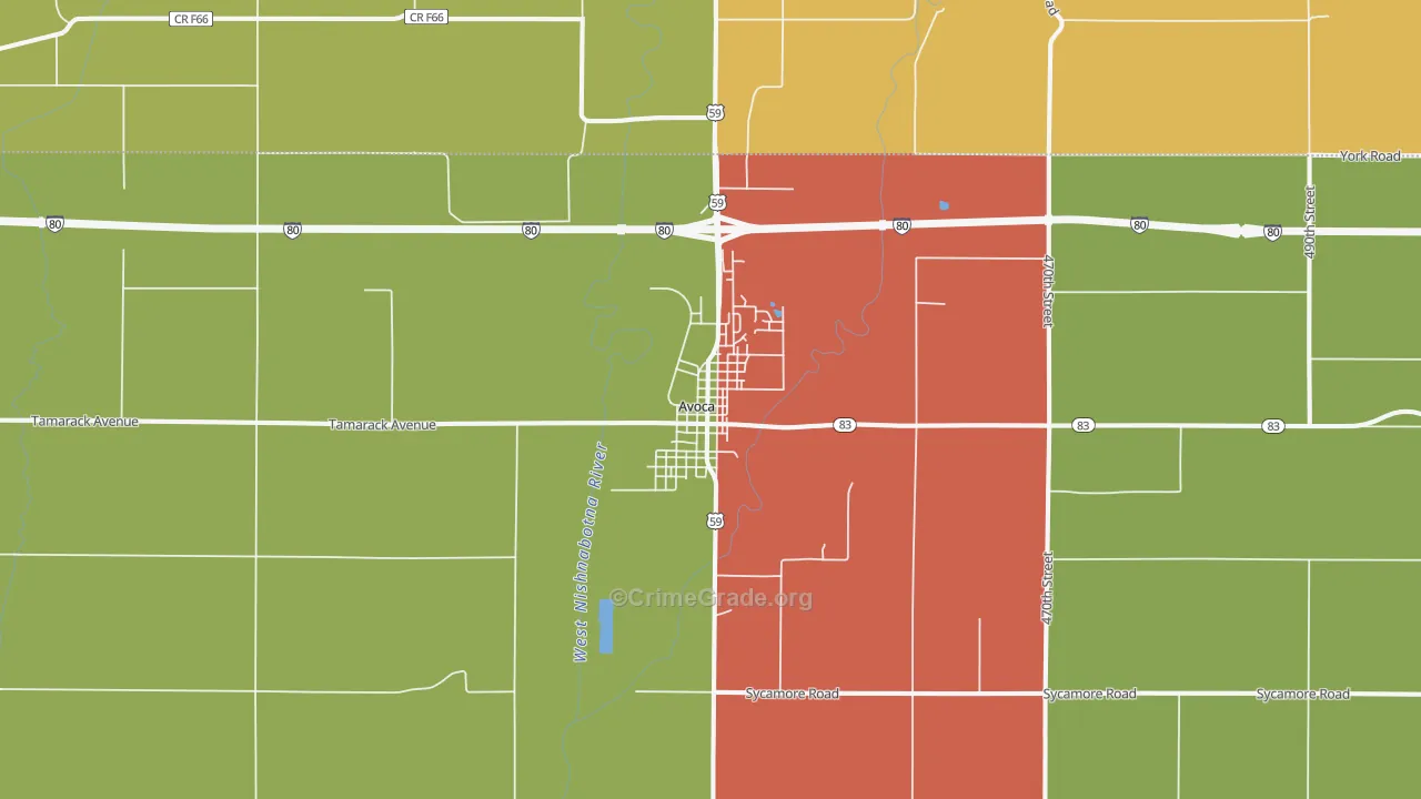 Avoca, IA Map of Assault Rates