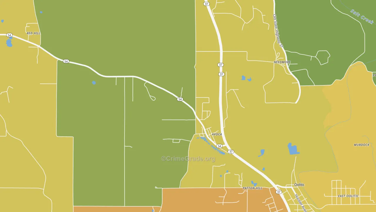 Avoca, IN Map of Assault Rates